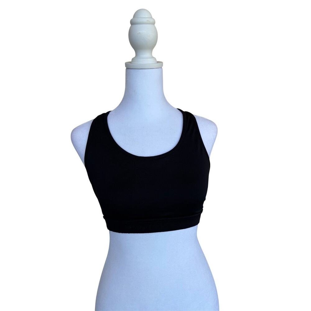 Spalding Black Criss Cross Lattice Back Sports Bra Sz M Athleisure Yoga Gorpcore